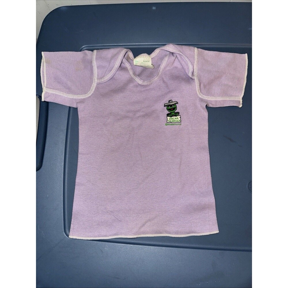 VTG Sesame Street Oscar The Grouch Toddlers Shirt Light Purple Size 2 RARE